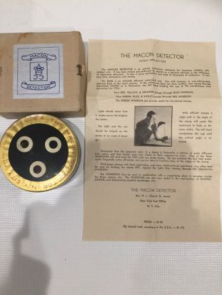 Vintage Macon Detector N.  Y.  City Stamp Watermark Detector Set W/box Instructions