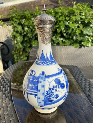 A Rare 17th Century Kangxi Period Blue And White Vase