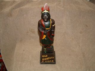 Very Rare 5 Cent Cigar Store Indian Statue Cast Iron Metal Bank 5.  5 Lb 13 " High