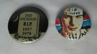 Sex Pistols Sid Vicious Vintage 2 X Early 80s Badges Pins Buttons Punk Wave