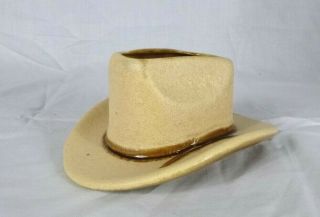 Vtg Haeger Pottery Cowboy Hat Planter Textured Glaze W/ Label
