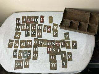 Vtg Interlocking Brass Metal Stencils Letters Numbers Not Complete Mary Kay