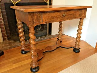 Fine German Baroque Writing/ Library Table Burled Oak - Exquisite