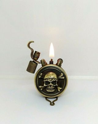Vintage Petrol Lighter Skull Handmade Steampunk