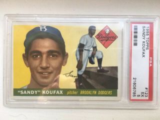 1955 Topps Sandy Koufax Brooklyn Dodgers 123 Psa 5 Ex Rookie Rc Sharp