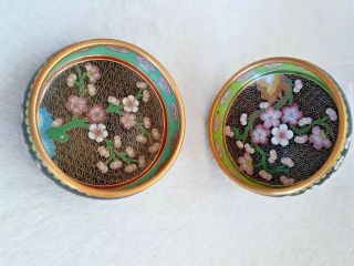 Set Of Two Vintage Cloisonne Trinket Bowls/dishes 3 1/2 " Round.