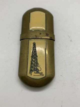 Vintage Enamel Brass Cigarette Fuel Lighter " Brass No.  5 " Not Oil Rig