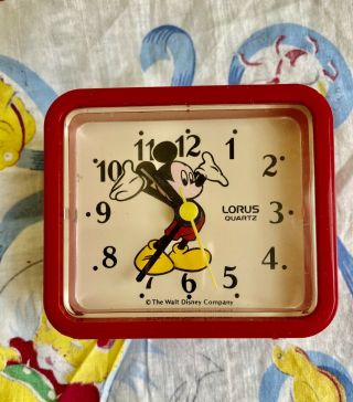 Vintage Lorus Disney Mickey Mouse Alarm Clock Red Quartz Japan Lxz101
