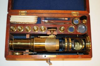 Antique Microscope Martin Type In Case - Early 19th Century 1800s