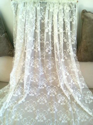 French Vintage Lace White Curtain Panel