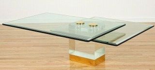 Lion In Frost Lucite Two Glass Tier Coffee Table