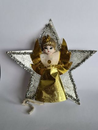 Vintage 1960 ' s Fairy Angel / Star Christmas Tree Topper Decoration 3