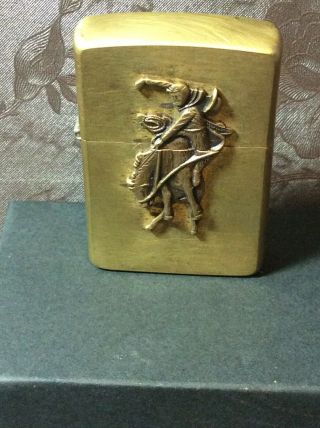 Vintage 1994 Brass Zippo Lighter Marlboro Country Store Bronco Cowboy Need Flint