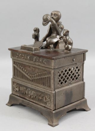RARE Antique 1882 Kyser & Rex Nickel Cast Iron Monkey Organ Mechanical Bank 3