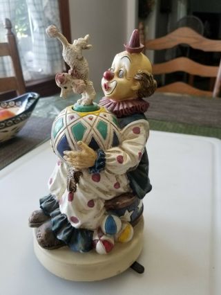 Vintage Melody In Motion Clown With Dancing Dog And Music Hand Made Hand Painte