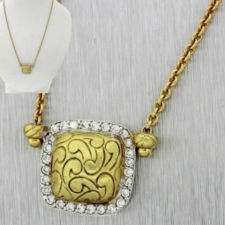 Mdvian Designer Vintage Estate 18k Yellow Gold.  55ctw Diamond Pendant Necklace