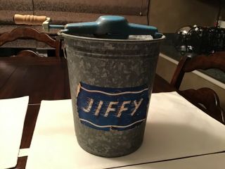 Vintage Kitchenware Jiffy Ice Cream Maker Galvanized Bucket Antique Decor