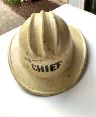 Vintage E D Bullard Hard Boiled Fiberglass Fireman Safety Helmet