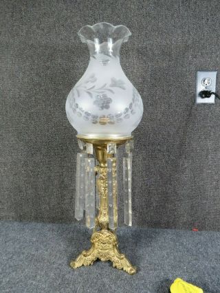 Antique Hooper Bronze Astral Lamp With Antique Glass Shade