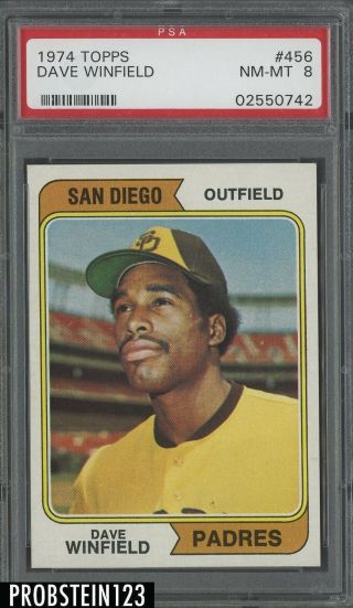 1974 Topps 456 Dave Winfield Padres Rc Rookie Hof Psa 8 Nm - Mt