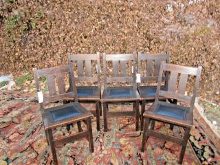 Antique Michigan Chair Company " Set Of Five Dining Chairs W5744 Stickley Era