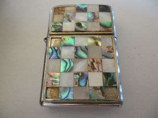 Zippo Sea Weave Abalone Shell & Mother Of Pearl Lighter Polish.  Chrome 2003 H 03