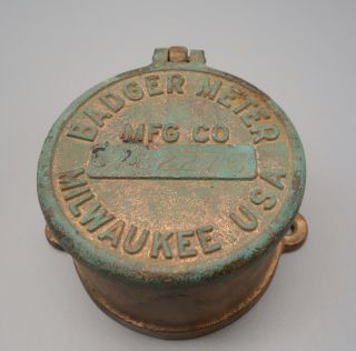 Vintage Brass Water Meter Cover.  Badger Meter Mfg.  Co.  Usa Milwaukee