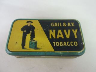 Vintage Advertising Gail & Ax Navy Cut Flat Pocket Tobacco Tin 513 -