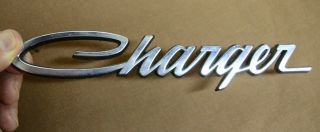 Vintage Dodge Charger Metal,  Chrome Auto Emblem,  Script,  1970 