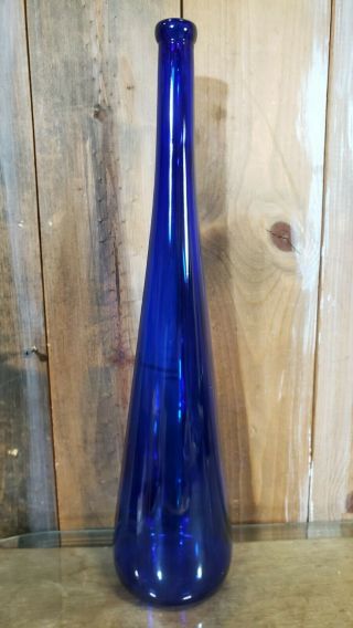 Vintage Glass Bottle Vase Cobalt Blue 19 " Tall X 4 3/4 " Wide