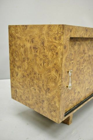 Mid Century Modern Laminate Burl Wood Sliding Door Credenza Cabinet Sideboard 3
