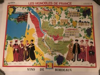 Six Vintage French Wine Maps Circa 1950