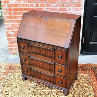 English Antique Oak Slant Front Drop Desk With Key | Home Office Furniture