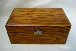 Antique Oak Vintage Cigar Box Tin Lined