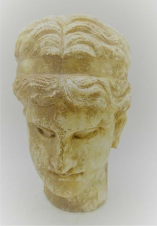 Circa 200 - 300ad Ancient Roman Marble Carved Statue Fragment Head Of Male