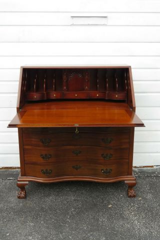 Ball And Claw Feet Serpentine Front Secretary Desk with Drawers by Maddox 1454 2
