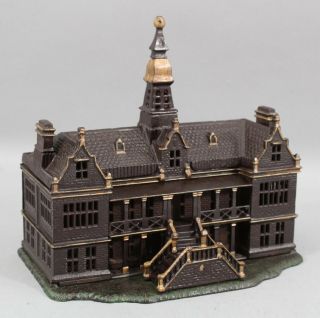 Large Rare C1885 Antique Ives Blakeslee Cast Iron Palace Building Bank W/key