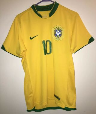 Vtg Nike Brazil Home Soccer Jersey Ronaldinho 10 Men 