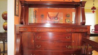 Antique Sideboard/buffet With Mirror - - Empire Style - - 72 " X64 " - Est.
