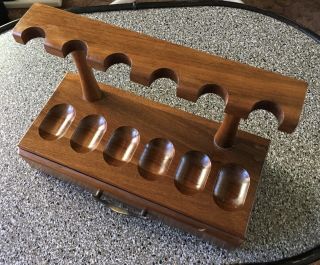 Vintage Estate Solid Wood 6 - Pipe Stand Rack With Accessory Drawer - Sweet
