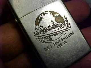 Vintage Zippo Slim Lighter Uss Fort Snelling Lsd 30