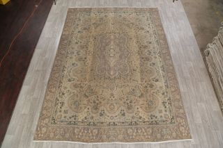 Vintage 9 ' x12 ' Wool Hand - Knotted Traditional Floral Muted Oriental Area Rug 3