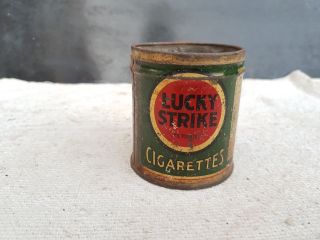1940s Vintage Rare Lucky Strike Its Toasted Round Litho Tin Box U.  S.  A