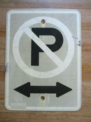 Vintage Retired No Parking Road Sign Gray Black White Man Cave Home Decor
