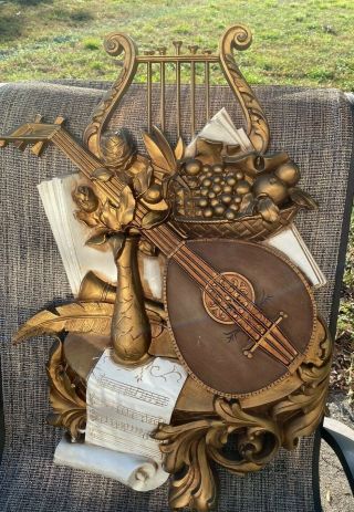Vintage Syroco Music 7236 Wall Hanging Large Plaque Mid Century Gold 1971