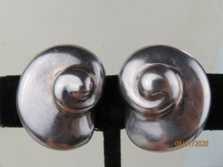 VINTAGE Frederic Jean Duclos 925 Sterling Silver Shell clip earrings 2