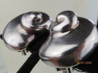 VINTAGE Frederic Jean Duclos 925 Sterling Silver Shell clip earrings 3