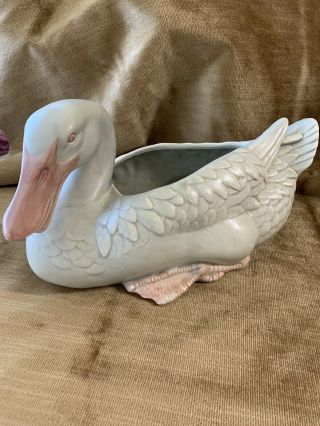 Vintage Fitz And Floyd Large Swan Planter 1981 6 1/4”h 11”w