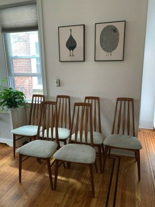 6 Danish Teak Eva Dining Chairs By Niels Koefoed - Mid - Century Modern Mcm Six