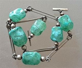 Vintage Antique Art Deco Czech Peking Glass Scarab Bead Part Necklace 12 "